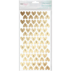 Scrapbooking  Fine & Dandy Thickers Alpha Stickers 5.5x11 2/Pkg Sparkling Hearts/Gold Foiled Chipboard Paper Collections 12x12