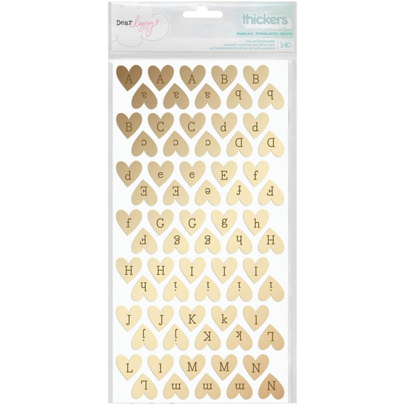 Scrapbooking  Fine & Dandy Thickers Alpha Stickers 5.5x11 2/Pkg Sparkling Hearts/Gold Foiled Chipboard Paper Collections 12x12