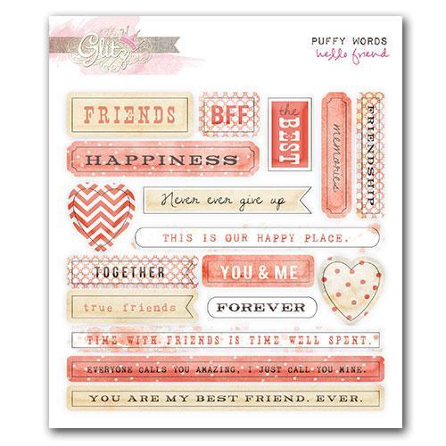 Scrapbooking  Hello Friend Puffy Word Stickers Paper Collections 12x12