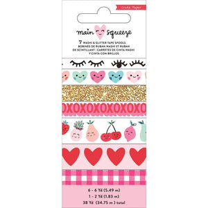 Scrapbooking  Main Squeeze Washi Tape Set 38 Yards 7/Pkg With Gold Glitter Paper Collections 12x12