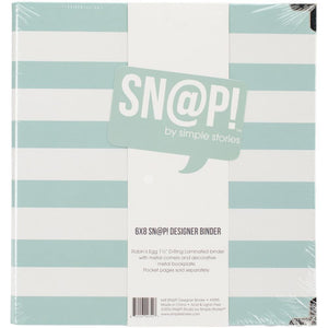 Scrapbooking  Sn@p! Designer Binder 6"X8" Robins Egg Stripe Paper Collections 12x12