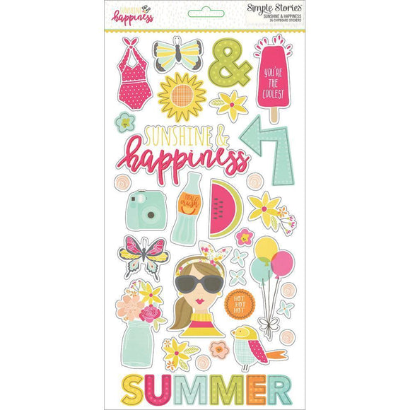 Scrapbooking  Sunshine & Happiness Chipboard 6x12 Paper Collections 12x12