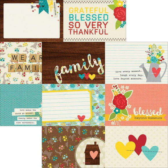 Scrapbooking  We Are Family 4x6 Horizontal Journalling Card Elements Paper 12x12 Paper Collections 12x12