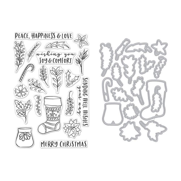 Scrapbooking  Hero Arts Clear Stamp & Die Combo Stocking Bouquet Set Paper Collections 12x12