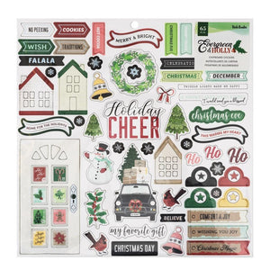 Scrapbooking  Vicki Boutin Evergreen & Holly Chipboard Stickers 12"X12" Icons & Phrase Chipboard