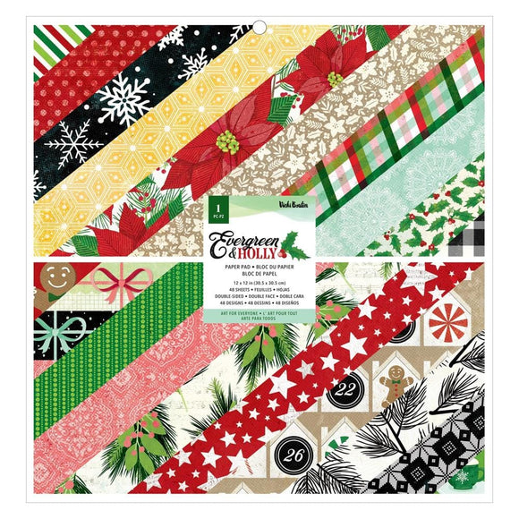 Scrapbooking  Vicki Boutin Evergreen & Holly Double-Sided Paper Pad 12