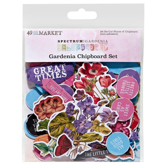 Scrapbooking  49 And Market Spectrum Gardenia Chipboard Set 58pk Embellishments