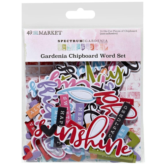 Scrapbooking  49 And Market Spectrum Gardenia Chipboard Word Set 72pk Embellishments