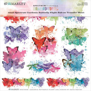 Scrapbooking  49 and Market Spectrum Gardenia Rub-Ons 12"X12" 1/Sheet Butterfly Flight Embellishments