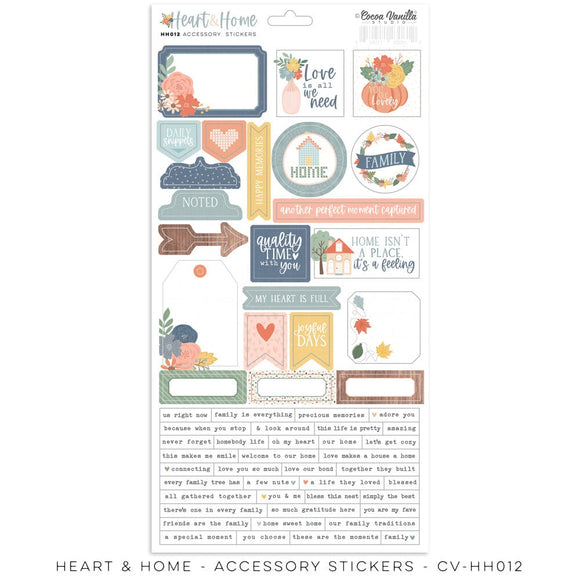 Scrapbooking  Cocoa Vanilla Heart & Home Accessory Stickers Alphas