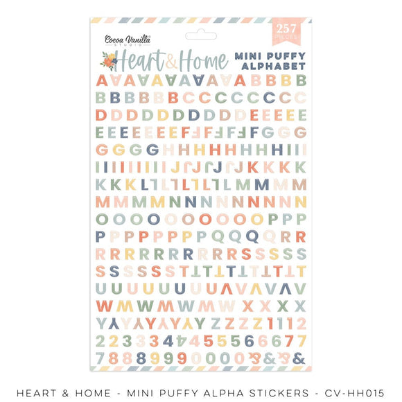 Scrapbooking  Cocoa Vanilla Heart & Home Mini Puffy Alphabet Stickers Alphas