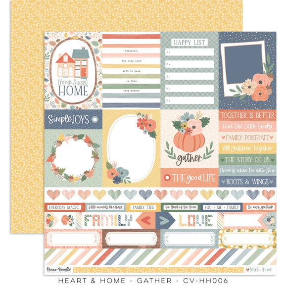 Scrapbooking  Cocoa Vanilla Heart & Home Double sided Paper 12x12 - Gather Paper 12