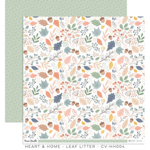 Scrapbooking  Cocoa Vanilla Heart & Home Double sided Paper 12x12 - Leaf Litter Paper 12"x12"