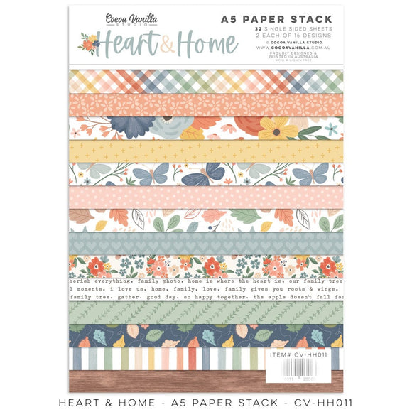 Scrapbooking  Cocoa Vanilla Heart & Home A5 Paper Stack Paper Pad