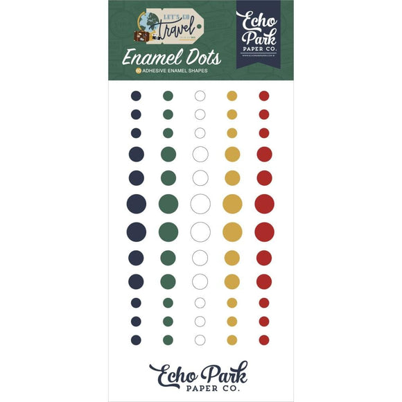 Scrapbooking  Echo Park Adhesive Enamel Dots 60/Pkg Let's Go Travel Embellishments