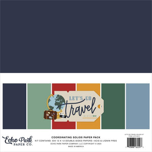 Scrapbooking  Echo Park Double-Sided Solid Cardstock 12"X12" 6/Pkg Let's Go Travel Paper 12"x12"