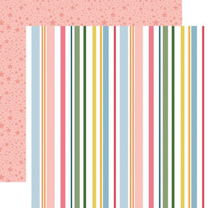 Scrapbooking  Echo Park Here Comes The Sun Double-Sided Cardstock 12"X12" - Summer day Stripe Paper 12"x12"
