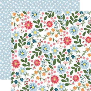 Scrapbooking  Echo Park Here Comes The Sun Double-Sided Cardstock 12"X12" - Sunny Day Floral Paper 12"x12"