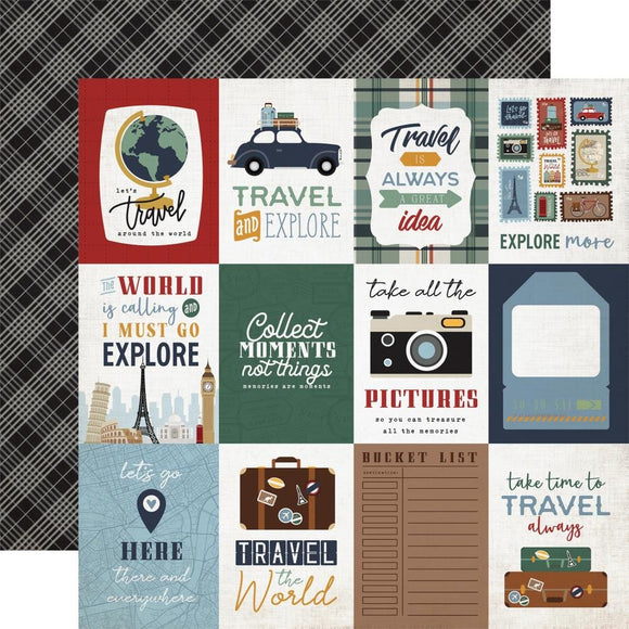 Scrapbooking  Echo Park Let's Go Travel Double-Sided Cardstock 12