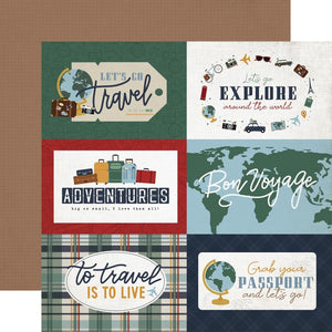 Scrapbooking  Echo Park Let's Go Travel Double-Sided Cardstock 12"X12" - 6x4 Journaling Cards Paper 12"x12"