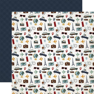 Scrapbooking  Echo Park Let's Go Travel Double-Sided Cardstock 12"X12" - Collecting Moments Paper 12"x12"