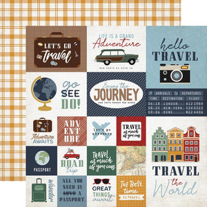 Scrapbooking  Echo Park Let's Go Travel Double-Sided Cardstock 12"X12" - Multi Journaling Cards Paper 12"x12"