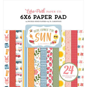 Scrapbooking  Echo Park Here Comes The Sun Double-Sided Paper Pad 6"X6" 24/Pkg Paper Pad