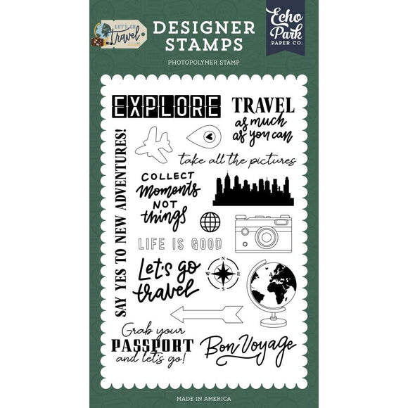 Scrapbooking  Echo Park Stamps Take All The Pictures, Let's Go Travel stamps