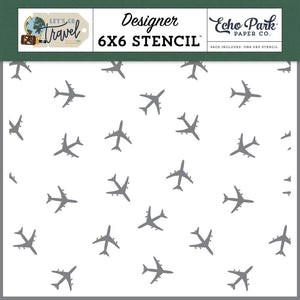 Scrapbooking  Echo Park Stencil 6"X6" Fly Away, Let's Go Travel Stencil