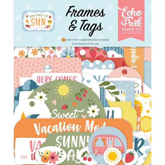 Scrapbooking  Echo Park Cardstock Ephemera 33/Pkg Frames & Tags, Here Comes The Sun stickers