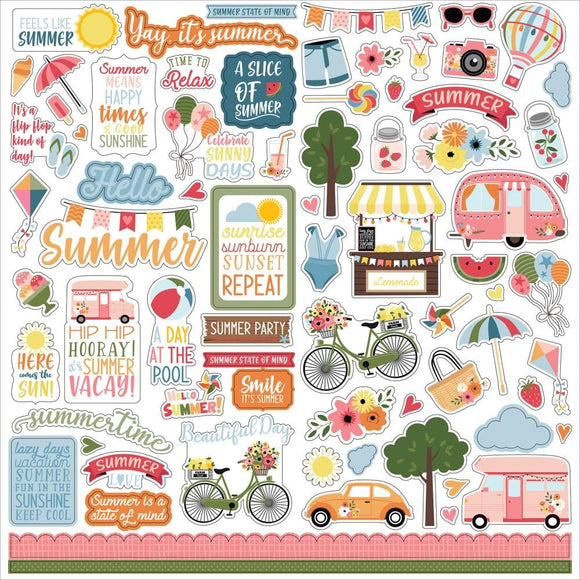 Scrapbooking  Echo Park Here Comes The Sun Cardstock Stickers 12