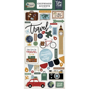 Scrapbooking  Echo Park Let's Go Travel Chipboard 6"X13" Accents Stickers