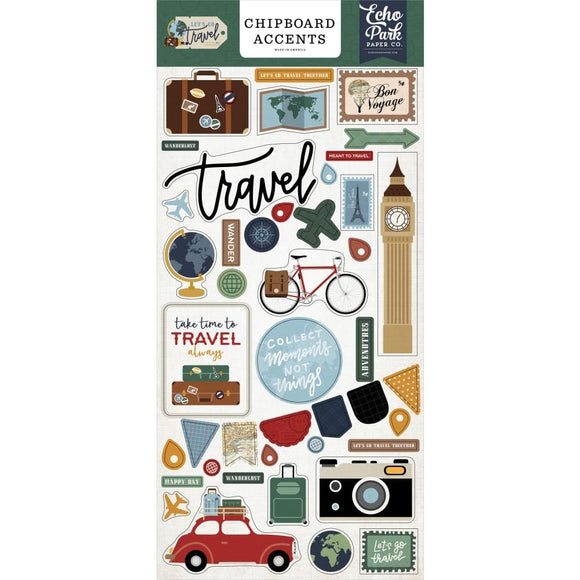 Scrapbooking  Echo Park Let's Go Travel Chipboard 6