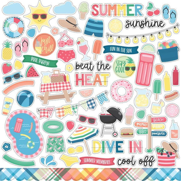 Scrapbooking  Echo Park Sun Kissed Cardstock Stickers 12