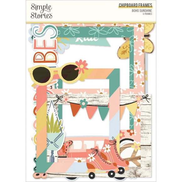 Scrapbooking  Simple Stories Boho Sunshine Chipboard Frames 6pk embellishments