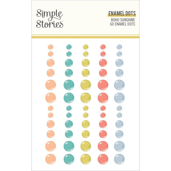 Scrapbooking  Simple Stories Boho Sunshine Enamel Dots Embellishments 60pk embellishments