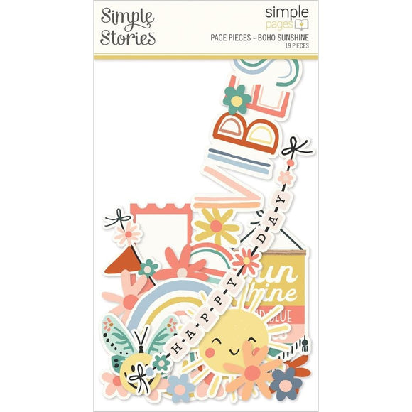 Scrapbooking  Simple Stories Simple Pages Page Pieces Boho Sunshine 19pk ephemera