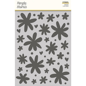 Scrapbooking  Simple Stories Boho Sunshine Stencil 6"X8" Daisies Stencil