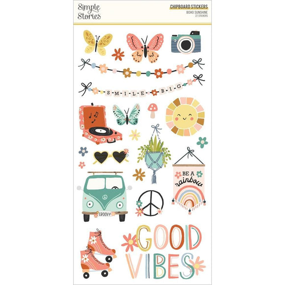 Scrapbooking  Simple Stories Boho Sunshine Chipboard Stickers 6