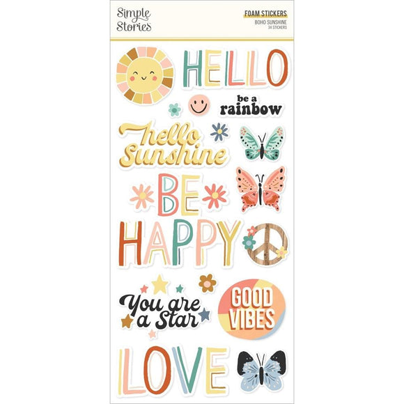 Scrapbooking  Simple Stories Boho Sunshine Foam Stickers 34/Pkg stickers