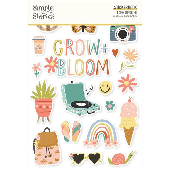 Scrapbooking  Simple Stories Sticker Book 12/Sheets Boho Sunshine, 572/Pkg stickers