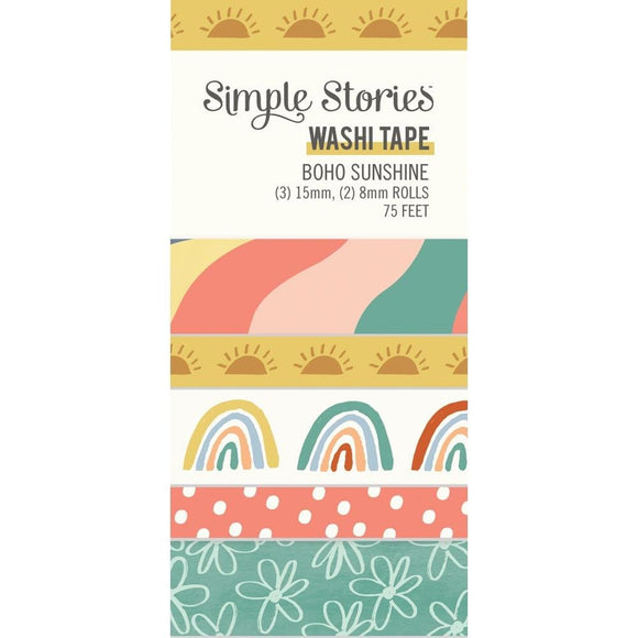 Scrapbooking  Simple Stories Boho Sunshine Washi Tape 5/Pkg washi
