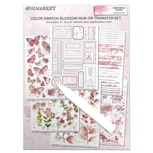 Scrapbooking  49 and Market Color Swatch: Blossom Rub-Ons 6"X8" 6/Sheets Embellishments