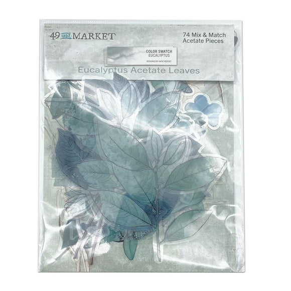 Scrapbooking  49 And Market Color Swatch: Eucalyptus Acetate Leaves 74pk Embellishments
