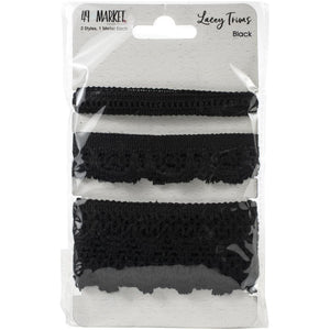 Scrapbooking  49 And Market Lacey Trims - Black Embellishments