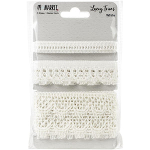 Scrapbooking  49 And Market Lacey Trims - White Embellishments
