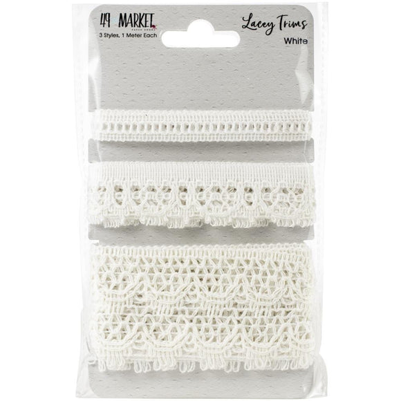Scrapbooking  49 And Market Lacey Trims - White Embellishments