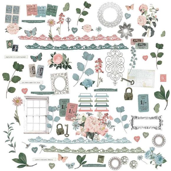 Scrapbooking  49 And Market Vintage Artistry Tranquility Laser Cut Outs Elements Embellishments