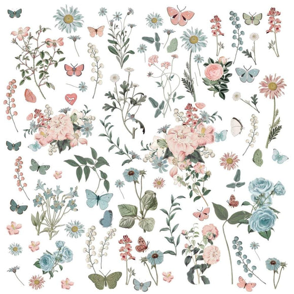 Scrapbooking  49 And Market Vintage Artistry Tranquility Laser Cut Outs Wildflowers Embellishments