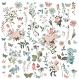 Scrapbooking  49 And Market Vintage Artistry Tranquility Laser Cut Outs Wildflowers Embellishments